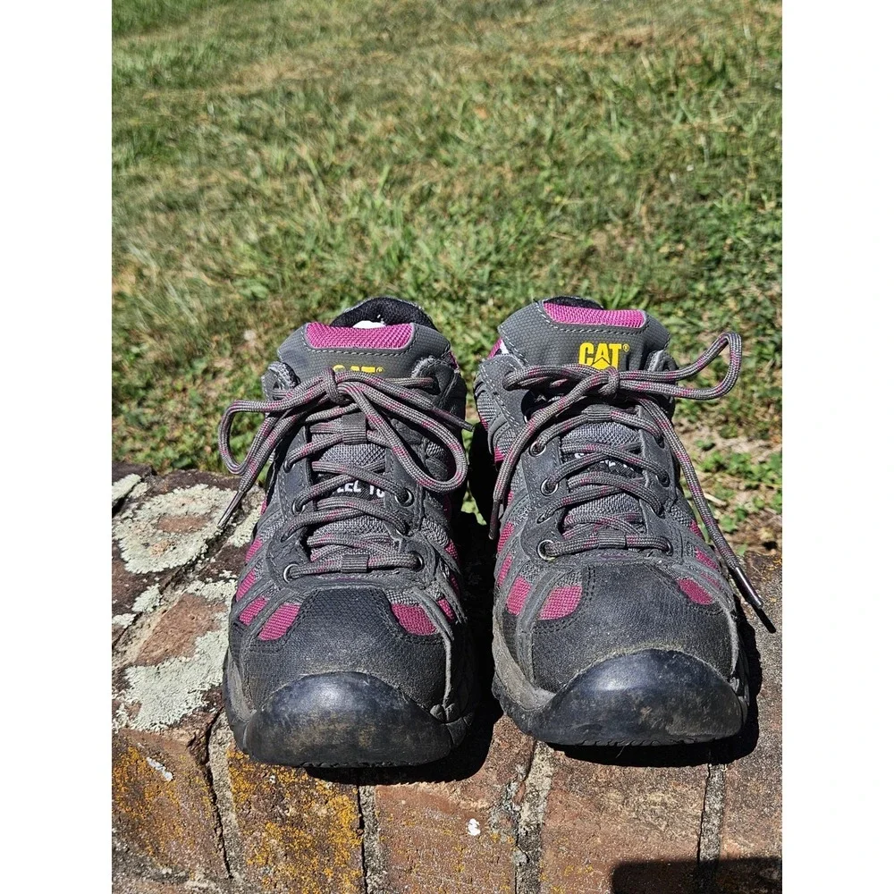 CAT Womens Steel Toe Ergo Black Purple Work Shoes Size 7.5‎